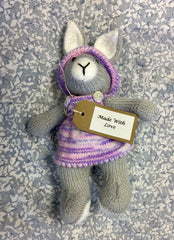 Knitted Bunny Rabbit In Purple Outfit