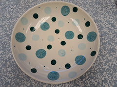 Ceramic large white bowl with blue spots
