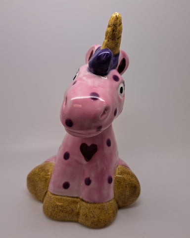 Ceramic pink unicorn with spots ornament