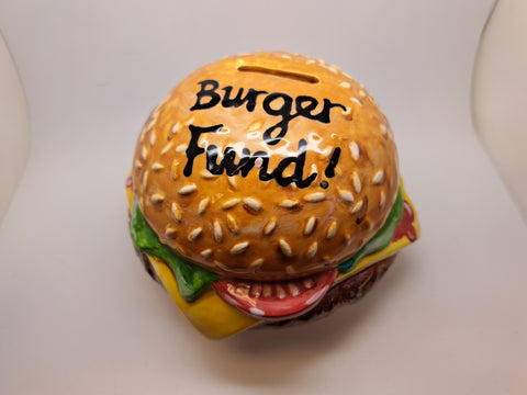 Ceramic Hamburger "Burger Fund" money box