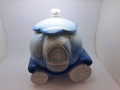 Ceramic Blue coach pot with lid