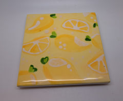 Ceramic square lemon coaster