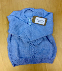 Knitted Light Blue Baby Jumper - 1 - 2 Years