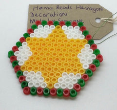 Hama Beads Hexagon Star Decoration