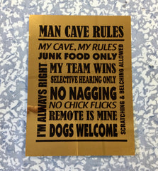 'Man Cave Rules' Wooden Sign