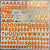 A sheet of orange vinyl record letter stickers arranged in rows on a white backing card, with the title 'VIVE MEMORIES COLLECTION' and 'POLLY'S PLACE' visible.