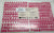 A sheet of pink alphabet and number stickers from Polly's Place, featuring uppercase and lowercase letters, numbers, and symbols. The sheet includes a central label with product details and a barcode.