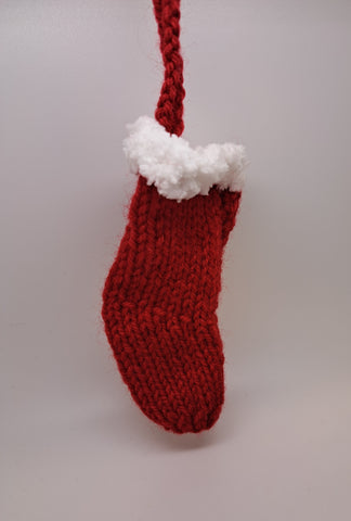 Knitted Christmas stocking decoration