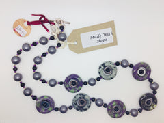 Grey, Purple & Green circle bead necklace