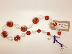 Red & Clear Glass Bead Circle Necklace