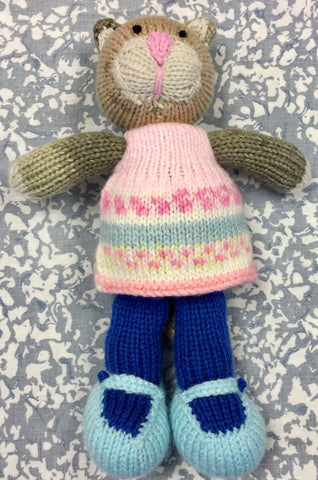 Knitted Cat In Pink Dress