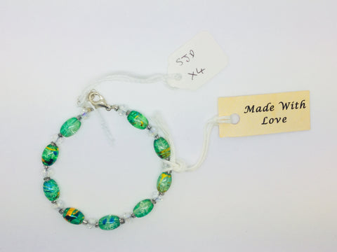 Green and Multi coloured glass beads bracelet