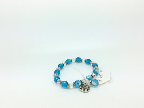 Turquoise Crystal & Clear Beaded Bracelet