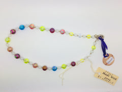 Multicoloured small beaded jade and acrylic necklace