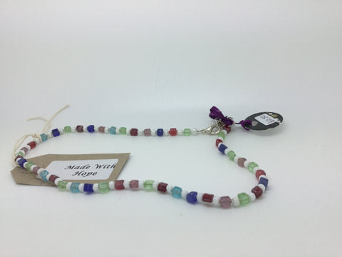 Glass Chip Tiny Rainbow Beaded Necklace