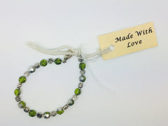 Lime Green & Metal beaded bracelet
