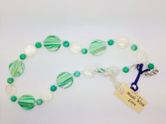 Green and White circle bead necklace