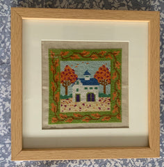 Framed Autumn House Cross Stitch Picture