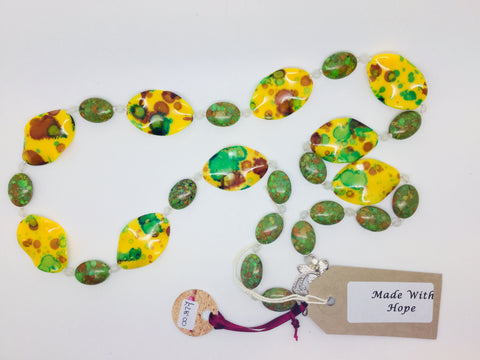 Green and Yellow Acrylic Bead Necklace