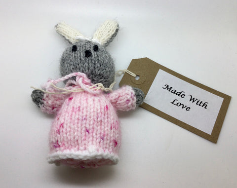 Knitted Bunny In Pink Dress