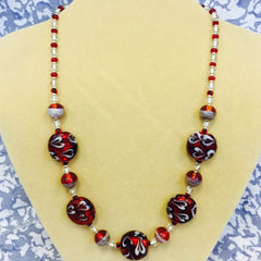 Red Glass White Heart Necklace