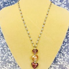 Mulberry Foiled Glass Crystal 3D Heart Necklace