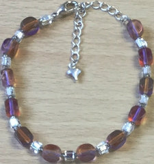 Orange Clear Glass Cubes Bracelet