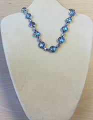 Clear Blue Crystal Circles Necklace