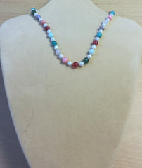 Aqua Purple Pastel Gemstones and Glass Necklace