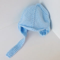 Blue Knitted Babies Hat with Fastener for 3-6 months