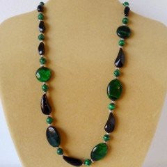 Green Tigers Eye Malachite Glass Necklace