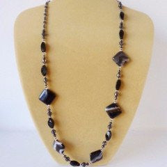 Hematite Stripy Agate Tibetan Silver Necklace