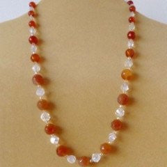 Orange Carnelian Crystal Topaz Necklace