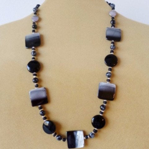 Grey Black Shell Necklace