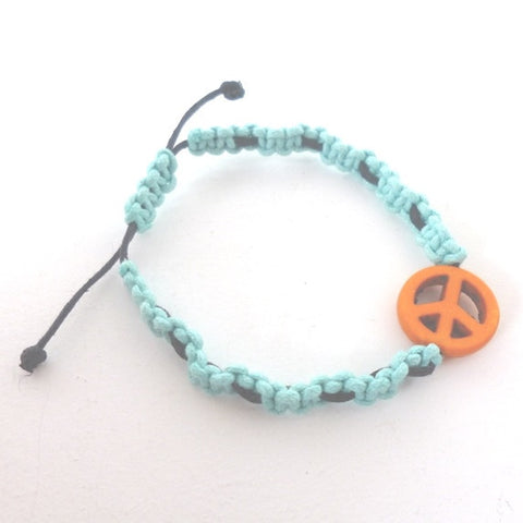 Turquoise and Orange Peace Bracelet
