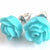 Earrings Plastic Rose Turquoise Stud Fasten