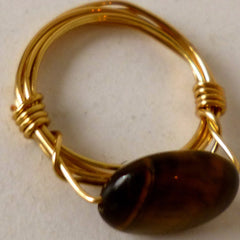 Ring Tiger Eye Oval Brass