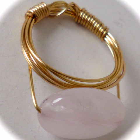 Rose Quartz Brass Ring