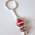 Keyring Bead Red Rose Pattern