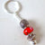Keyring Bead Red Leaf Pattern