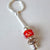 Keyring Bead Red Sparkle Pattern