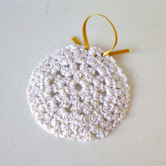 Gold White Bauble Crochet Decoation