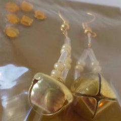 Earrings Bead Bell Golden Hook Fasten