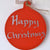 Wood Bauble Hanging Colour Red Happy Christmas