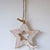 Wood Star Hanging Star White Glitter