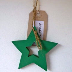 Wood Star Hanging Star Green