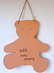 Wood Room Hanging Colour Orange Teddy Sshh Baby Sleeping