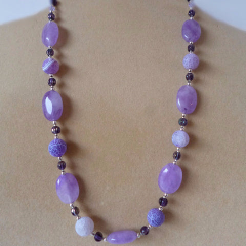 Amethyst Agate Glass Necklace
