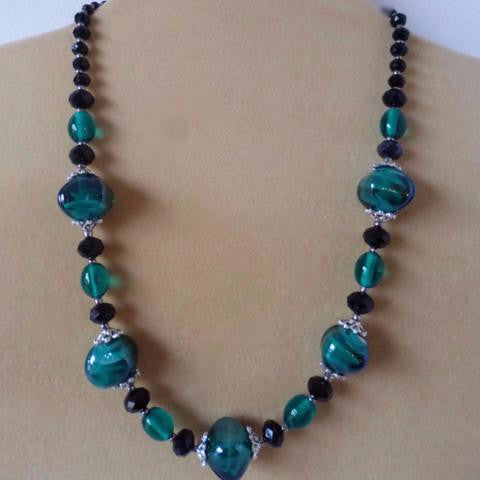 Teal Italian Glass Crystal Necklace