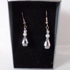 Silver Crystal Pearl Earrings